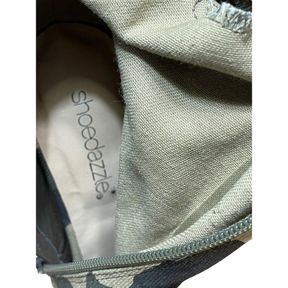 Shoedazzle Camo Thigh-High Stiletto Boots Size 8 With Peep Toe & Distressed Ripp - Picture 6 of 16